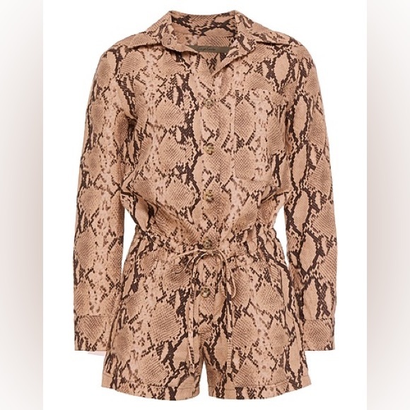 Enza Costa Pants - Enza Costa Snake Print Button-Up Romper